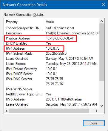 finding mac address for wireless access point windows